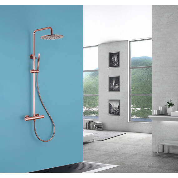 Душевая стойка с термостатом Abber Kreis AF8160RG, розовое золото, Цвет производителя: розовое золото - фото 2