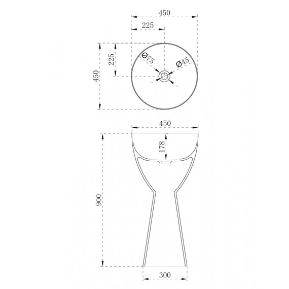 Раковина напольная Abber Karbon 45 см AK2003, чёрный - фото 6