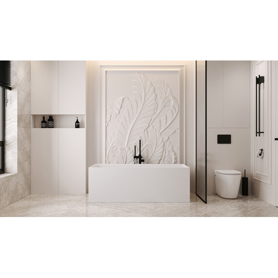 Ванна каменная Abber Stein 150x70 см AS9640-1.5, белый матовый, Размер - мм: 1500x700 - фото 8