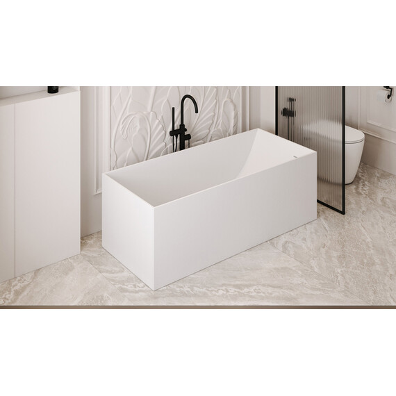 Ванна каменная Abber Stein 170x72 см AS9640-1.7, белый матовый, Размер - мм: 1700x700 - фото 9