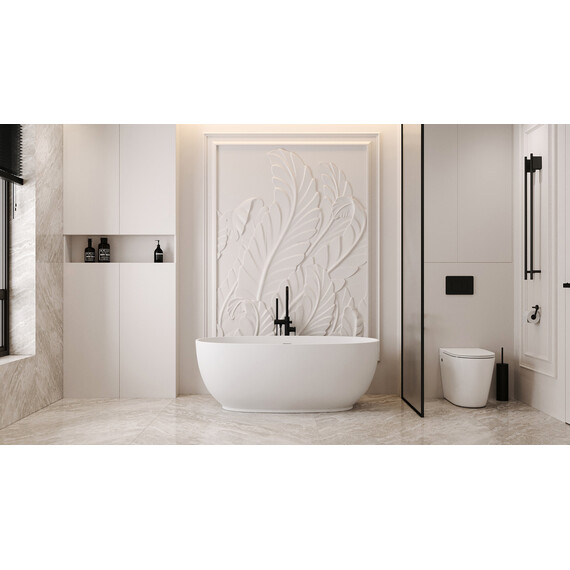 Ванна каменная Abber Stein 130x68 см AS9641-1.3, белый матовый, Размер - мм: 1300x700 - фото 8