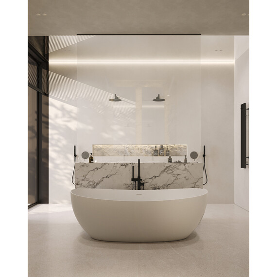 Ванна каменная Abber Stein 163x85 см AS9615-1.6, белый матовый, Размер - мм: 1650x850 - фото 8