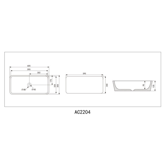 Раковина-чаша Abber Rechteck 60 см AC2204MW, белый матовый - фото 4