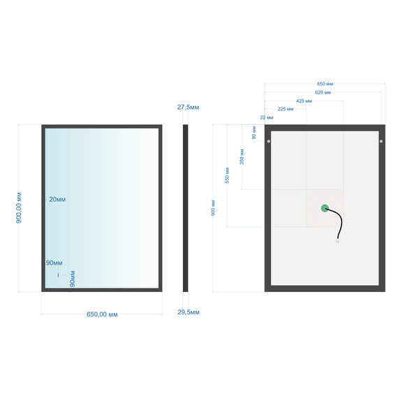 Зеркало Abber See 65 см AG6110SC-0.65, чёрный - фото 3