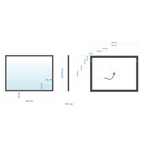 Зеркало Abber See 80 см AG6110SCL-0.8, чёрный - фото 3