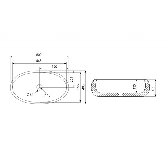 Раковина-чаша Abber Bequem 60 см AC2102MW, белый матовый - фото 4