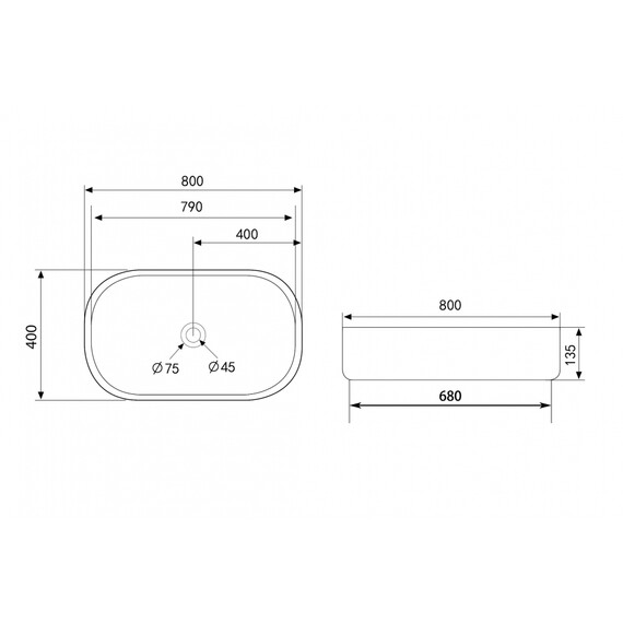 Раковина-чаша Abber Bequem 80 см AC2110MW, белый матовый - фото 4
