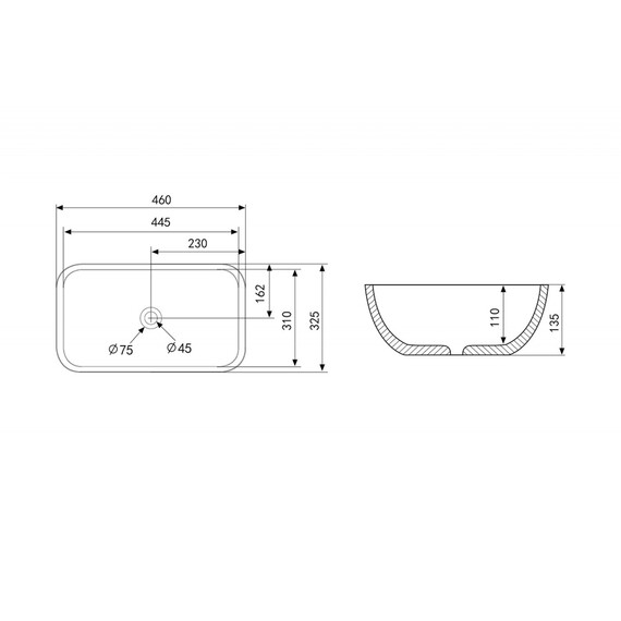 Раковина-чаша Abber Rechteck 46 см AC2200MW, белый матовый - фото 4