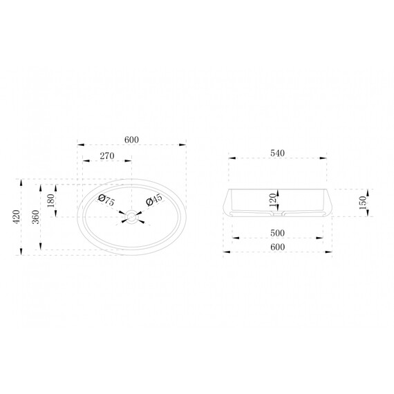 Раковина-чаша Abber Stein 60 см AS2605, белый матовый - фото 5