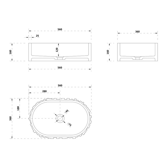 Раковина-чаша Abber Stein 56 см AS2655, белый матовый - фото 5