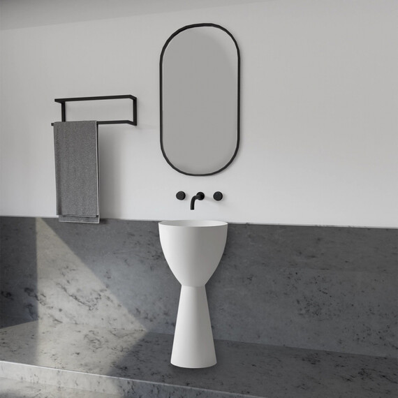 Раковина напольная Abber Stein 45 см AS2507, белый матовый - фото 3