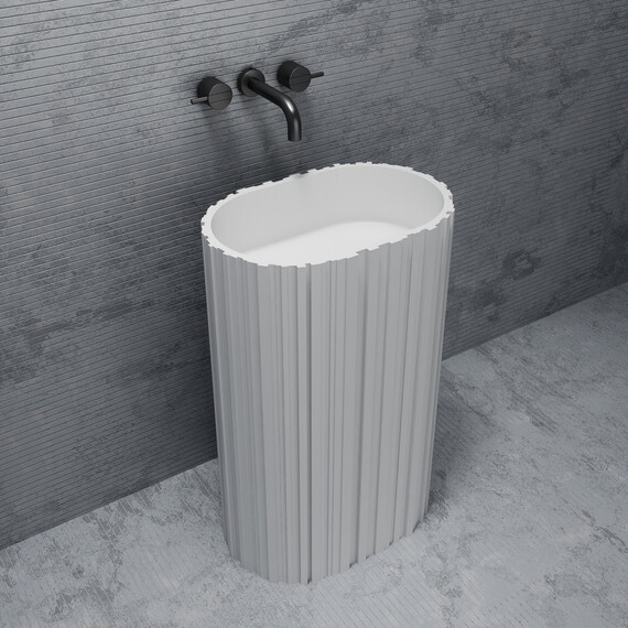 Раковина напольная Abber Stein 58 см AS2551-H, белый матовый - фото 3