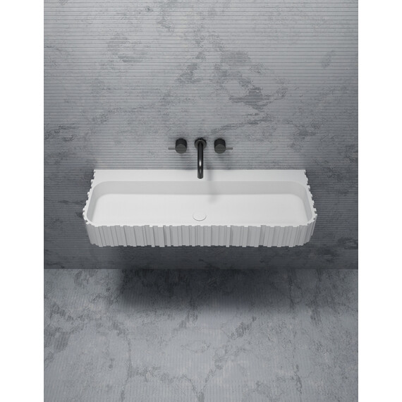 Раковина подвесная Abber Stein 100 см AS2652-1.0, белый матовый - фото 2