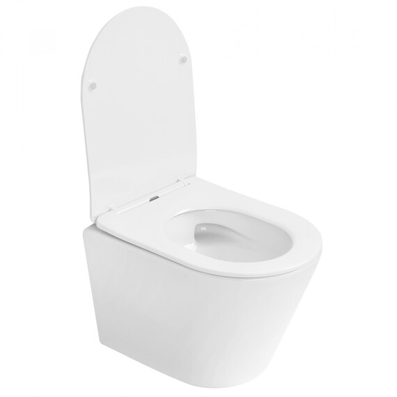 Унитаз подвесной безободковый Abber Bequem AC1102T с тонкой крышкой микролифт (Система смыва торнадо), Цвет производителя: белый - фото 16