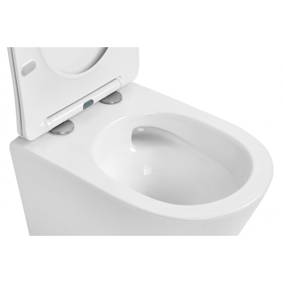 Унитаз подвесной безободковый Abber Bequem AC1102T с тонкой крышкой микролифт (Система смыва торнадо), Цвет производителя: белый - фото 18