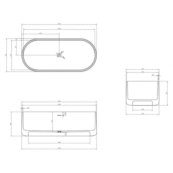 Ванна каменная Abber Stein 170x75 см AS9607, белый матовый - фото 12