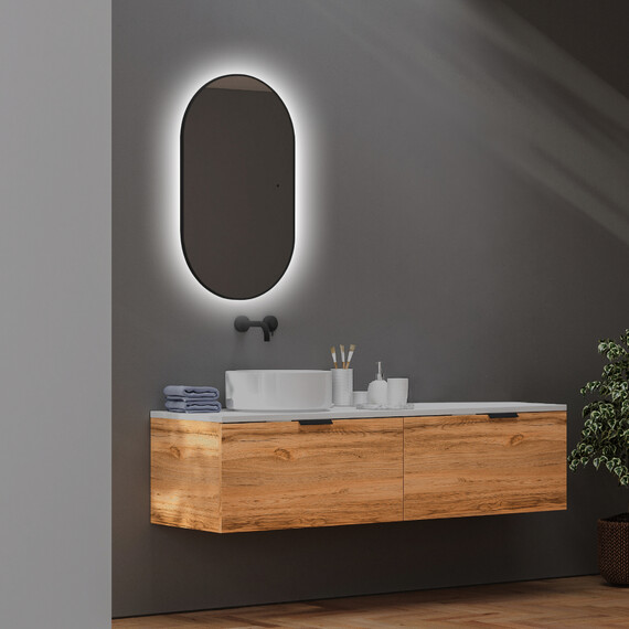 Зеркало Abber Kontur 55 см AG6302SCB, чёрный - фото 2