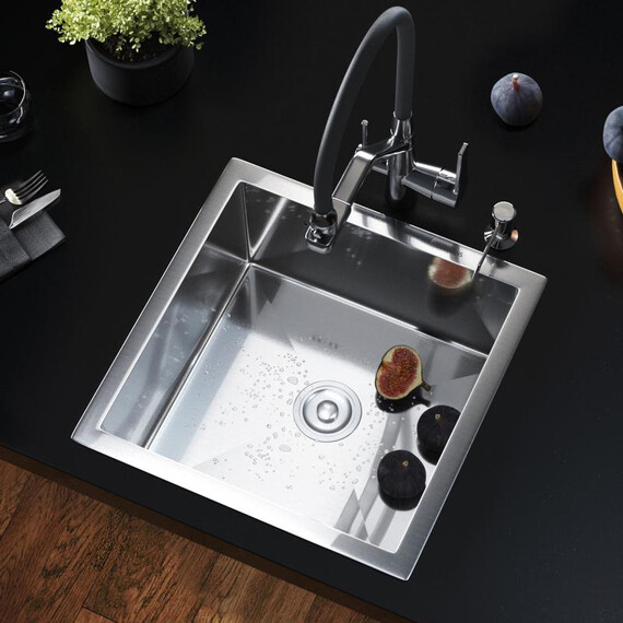 Кухонная мойка Gerhans 44х44см K34444 3 мм, без отверстия под смеситель, нержавеющая сталь, Цвет производителя: нержавеющая сталь - фото 