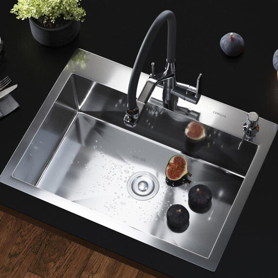 Кухонная мойка Gerhans K36045 3 мм, с отверстием под смеситель и дозатор, нержавеющая сталь, Цвет производителя: нержавеющая сталь - фото 