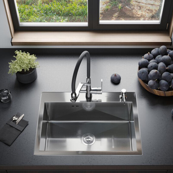 Кухонная мойка Gerhans K36045 3 мм, с отверстием под смеситель и дозатор, нержавеющая сталь, Цвет производителя: нержавеющая сталь - фото 3