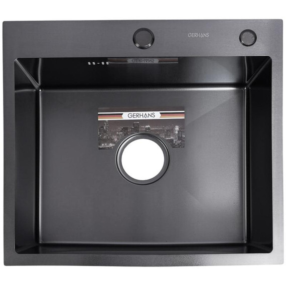 Кухонная мойка Gerhans 60х50см K36050B 3 мм, с отверстием под смеситель и дозатор, с PVD покрытие, графит - фото 2
