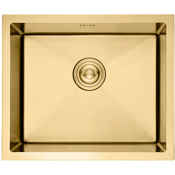 Кухонная мойка Gerhans 50х43см K35043G 3 мм, без отверстия под смеситель, с PVD покрытием, золото - фото 2