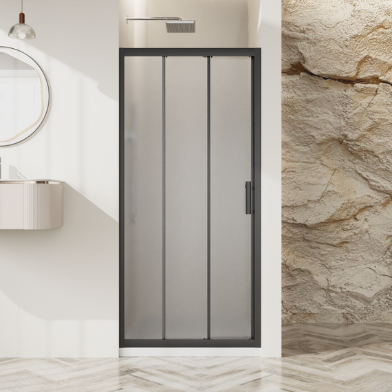 Душевая дверь BelBagno 100 см UNO-195-BF-3-100-P-NERO, чёрный матовый/матовое - фото 