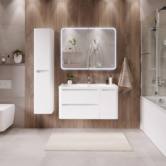 Тумба подвесная с раковиной Grossman Адель 100 см 1010001, белый глянец - фото 4