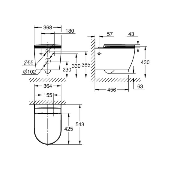 Унитаз подвесной безободковый Grohe BauCeramic 103860SH00 с быстросъемным сиденьем микролифт - фото 2
