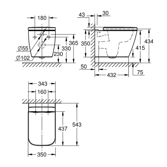 Унитаз подвесной безободковый Grohe BauEdge Ceramic 106740SH00 с крышкой микролифт - фото 6