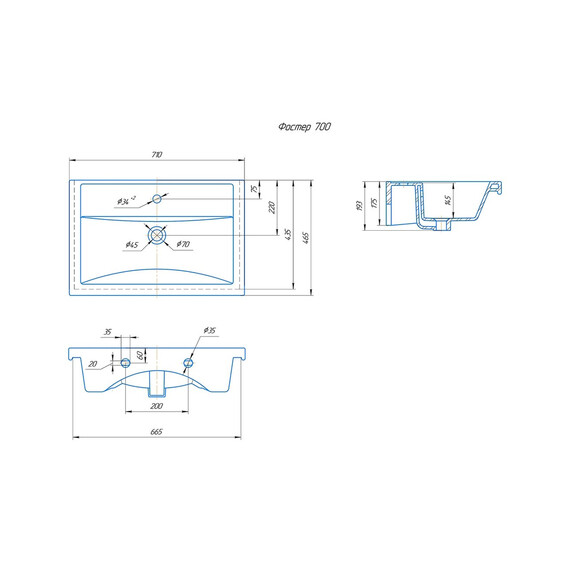 Тумба напольная с раковиной Grossman Флай 70 см 107002, дуб сонома/серая - фото 5