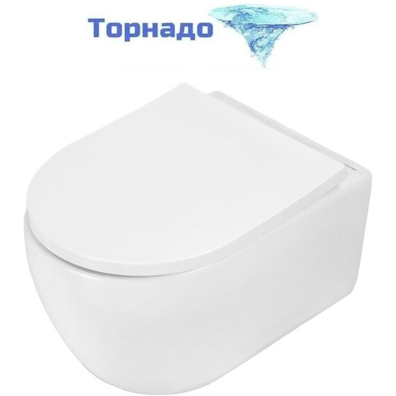 Унитаз подвесной безободковый Azario Rime AZ-1683WHD с быстросъемным сиденьем микролифт (система смыва Торнадо) - фото 