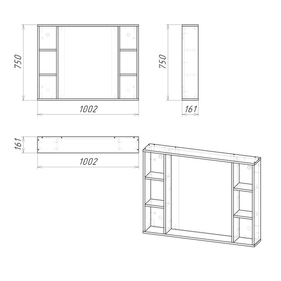 Зеркало Grossman Флай 100 см 201001, дуб сонома - фото 4