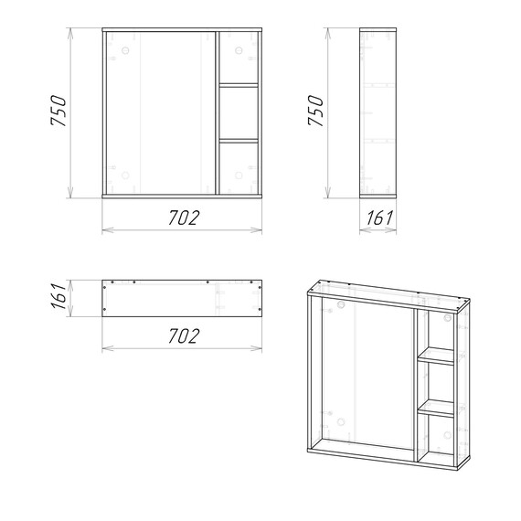 Зеркало Grossman Флай 70 см 207001, дуб сонома - фото 2