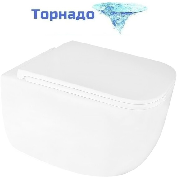 Унитаз подвесной безободковый Azario FOTE AZ-116-UQ3 с тонкой крышкой микролифт (Система смыва торнадо) - фото 