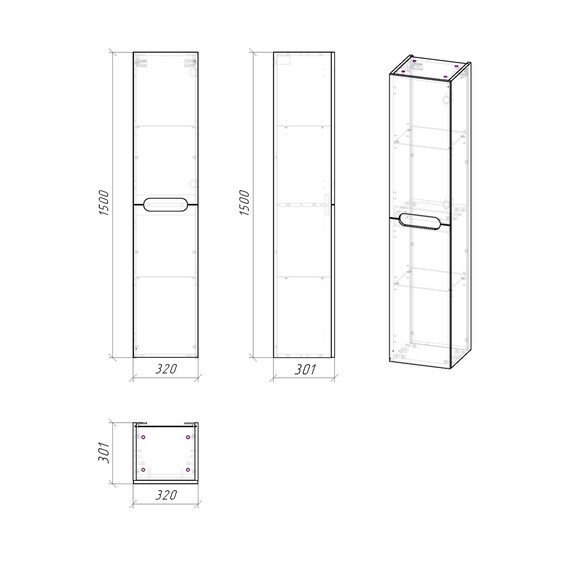 Пенал подвесной Grossman Адель 32 см 303201, белый глянцевый - фото 4