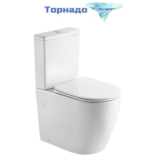 Унитаз-компакт безободковый Azario LUMA TORNADO FLUSHING AZ-1253ST с тонкой крышкой микролифт (система смыва Торнадо) - фото 