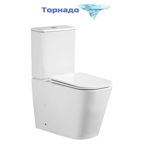 Унитаз-компакт безободковый Azario ESCONDA AZ-1255A с крышкой микролифт (система смыва торнадо) - фото 