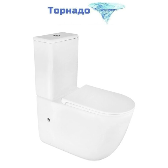 Унитаз-компакт безободковый Azario RIANO AZ-1307A с крышкой микролифт (система смыва Торнадо) - фото 