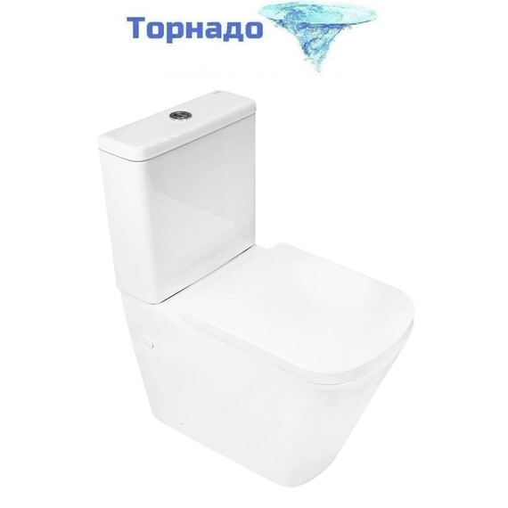 Унитаз-компакт безободковый Azario Terra AZ-1373AT с быстросъемным сиденьем микролифт (система смыва Торнадо) - фото 