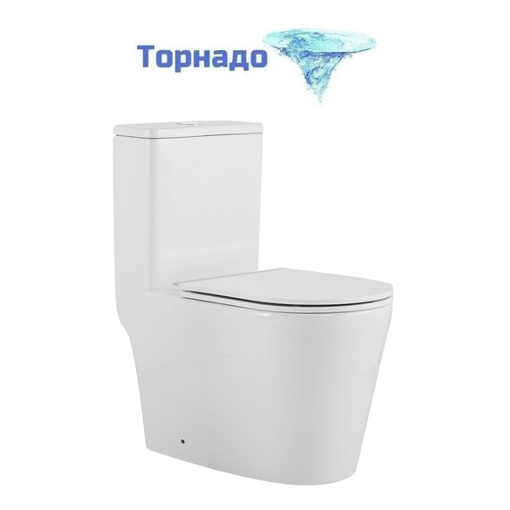 Унитаз-моноблок безободковый Azario Nimbus AZ-6080-AP с тонкой крышкой микролифт (система смыва Торнадо) - фото 