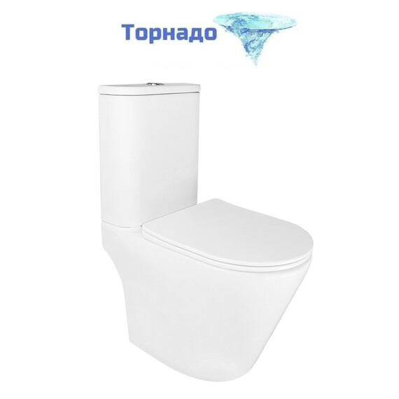 Унитаз-компакт безободковый Azario Berton AZ-6093 с тонкой крышкой микролифт (Система смыва торнадо) - фото 