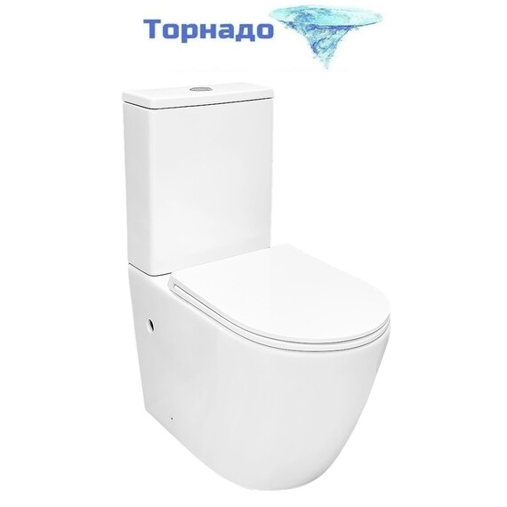 Унитаз-компакт безободковый Azario MIZEN AZ-8300 с тонкой крышкой микролифт (система смыва Торнадо) - фото 