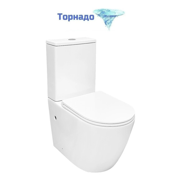Унитаз-компакт безободковый Azario Verona AZ-8301 с крышкой микролифт (система смыва Торнадо) - фото 