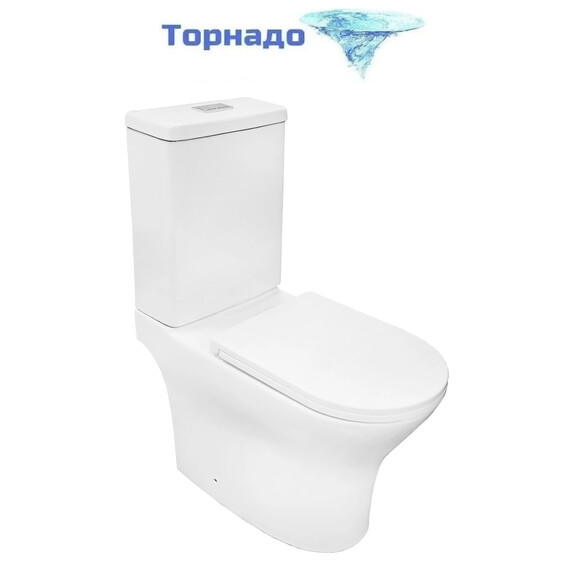 Унитаз-компакт безободковый Azario Tesoro AZ-8501 с крышкой микролифт (система смыва Торнадо) - фото 