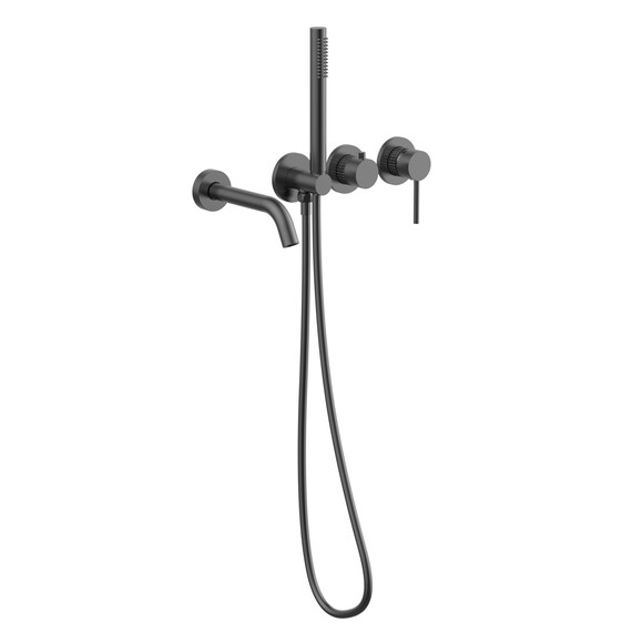 Смеситель для ванны Vincea Groove VBTW-4G1GM, вороненая сталь - фото 