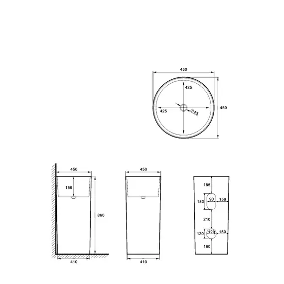 Раковина напольная SantiLine 45 см SL-4024 - фото 4