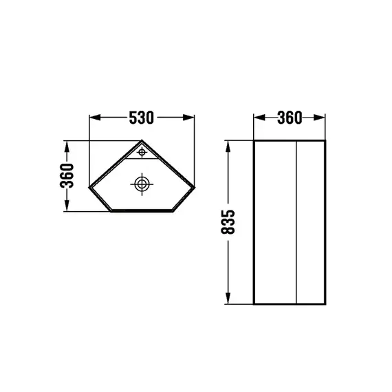 Раковина напольная угловая SantiLine 53 см SL-4026 - фото 2