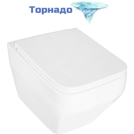 Унитаз подвесной безободковый Azario Moneo AZ-0062 UQ1 с тонкой крышкой микролифт (Система смыва торнадо) - фото 