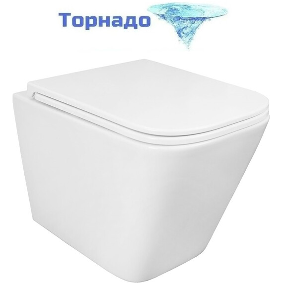 Унитаз подвесной безободковый Azario PRO PRO-0002 UQ3 с тонкой крышкой микролифт (Система смыва торнадо) - фото 